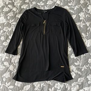 Black blouse with gold zipper